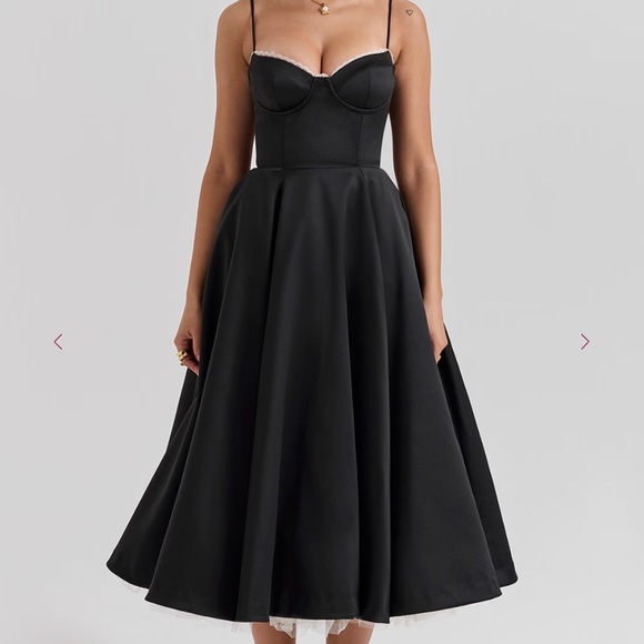 House of CB Dresses & Skirts - House of CB - Mademoiselle Black Tulle Midi Dress